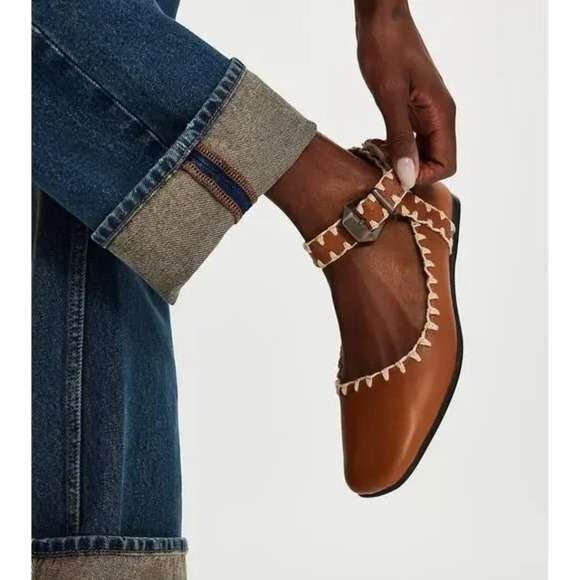Free People Shoes - NEW Free People Crochet Mystic Mary Jane Flats Size 9 Tan